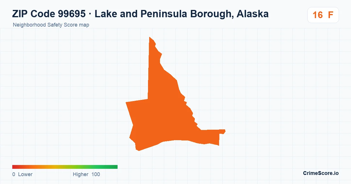 ZIP Code 99695 in Lake and Peninsula Borough, Alaska neighborhood Safety Score map