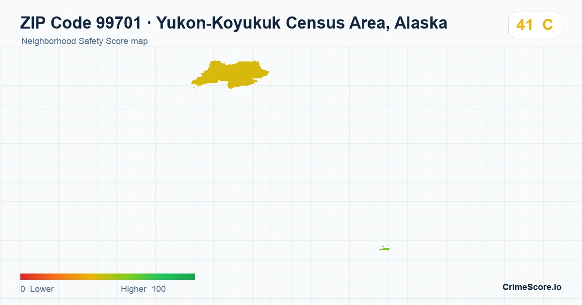 ZIP Code 99701 in Yukon-Koyukuk Census Area, Alaska neighborhood Safety Score map