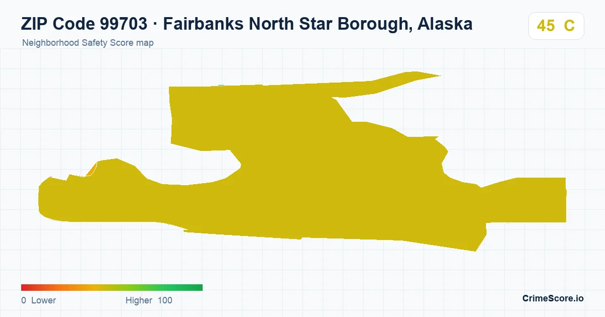ZIP Code 99703 in Fairbanks North Star Borough, Alaska neighborhood Safety Score map