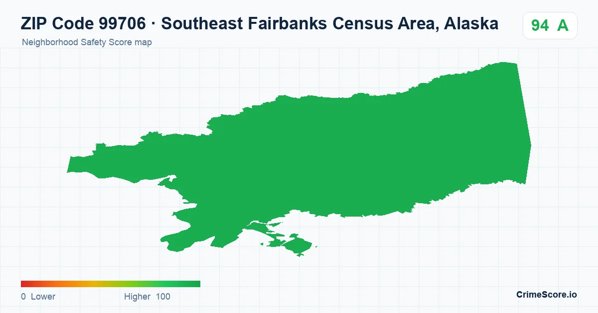 ZIP Code 99706 in Southeast Fairbanks Census Area, Alaska neighborhood Safety Score map