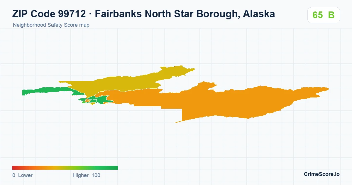 ZIP Code 99712 in Fairbanks North Star Borough, Alaska neighborhood Safety Score map