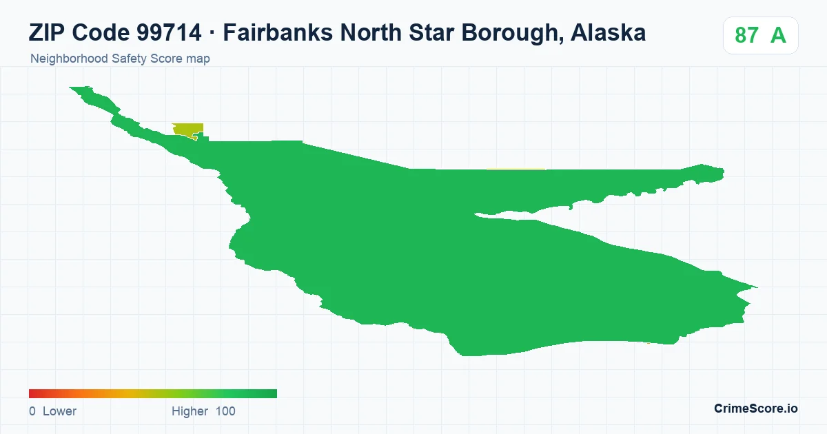 ZIP Code 99714 in Fairbanks North Star Borough, Alaska neighborhood Safety Score map