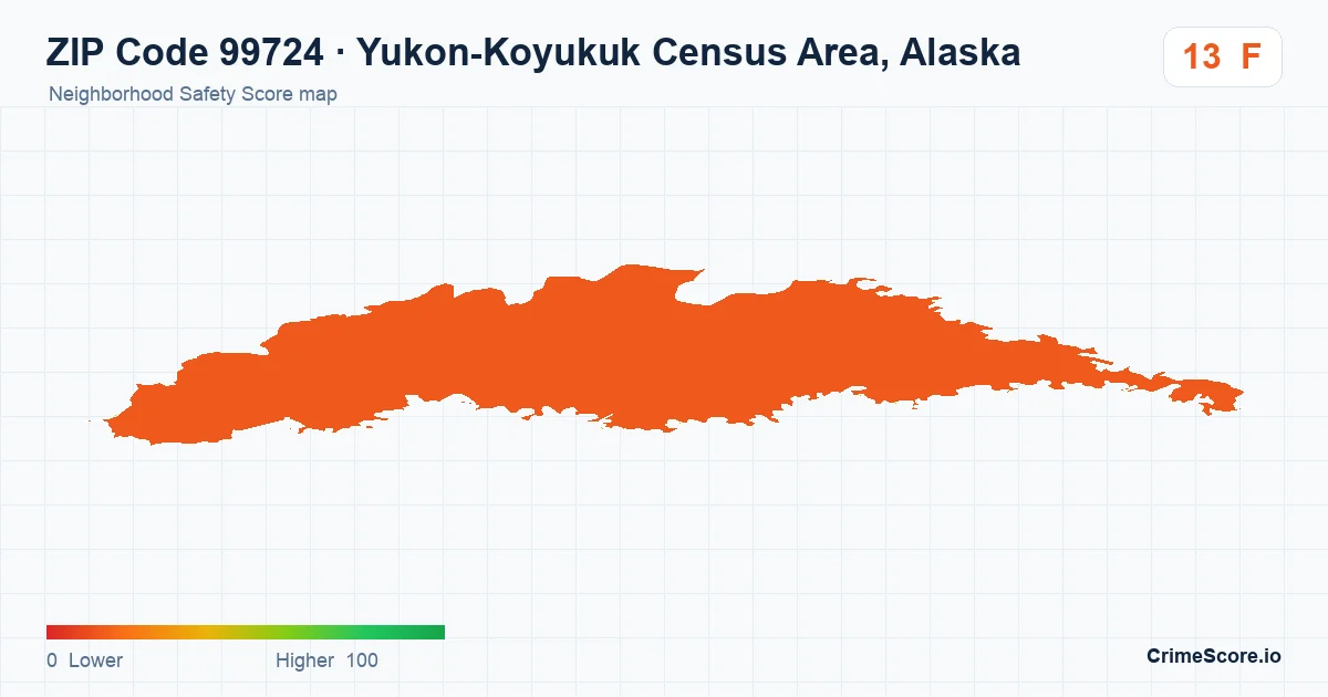 ZIP Code 99724 in Yukon-Koyukuk Census Area, Alaska neighborhood Safety Score map