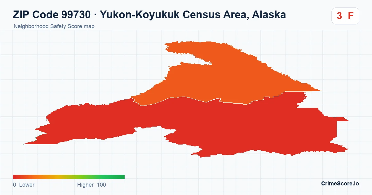ZIP Code 99730 in Yukon-Koyukuk Census Area, Alaska neighborhood Safety Score map