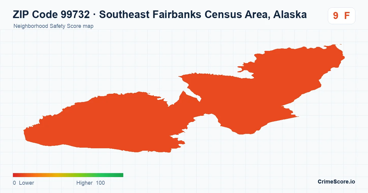 ZIP Code 99732 in Southeast Fairbanks Census Area, Alaska neighborhood Safety Score map