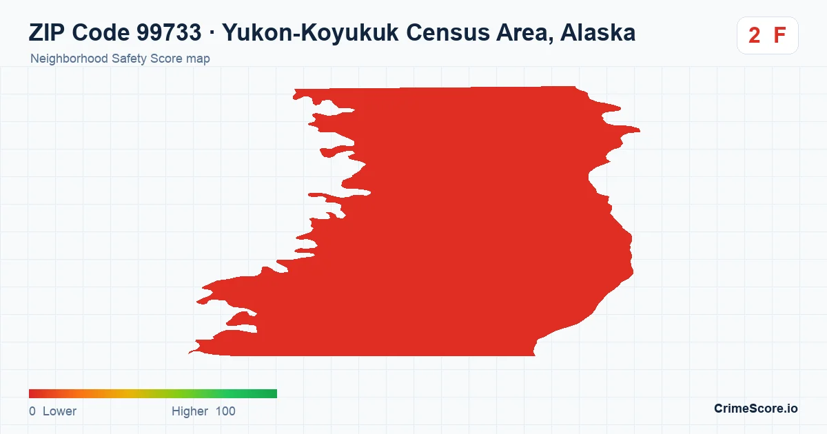 ZIP Code 99733 in Yukon-Koyukuk Census Area, Alaska neighborhood Safety Score map