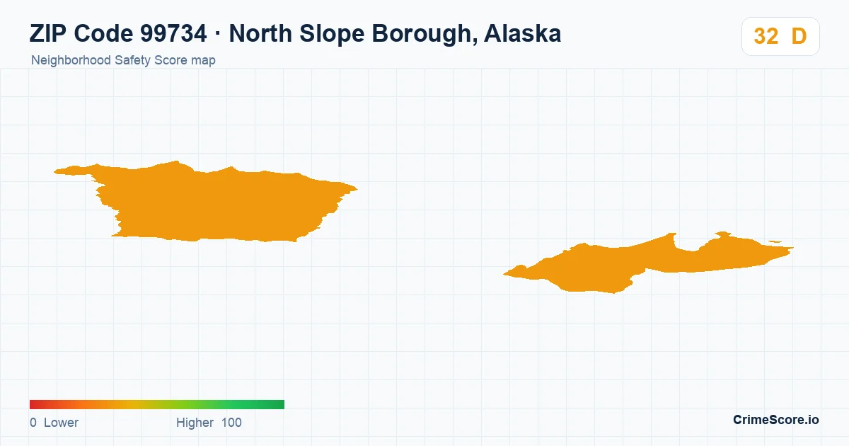 ZIP Code 99734 in North Slope Borough, Alaska neighborhood Safety Score map