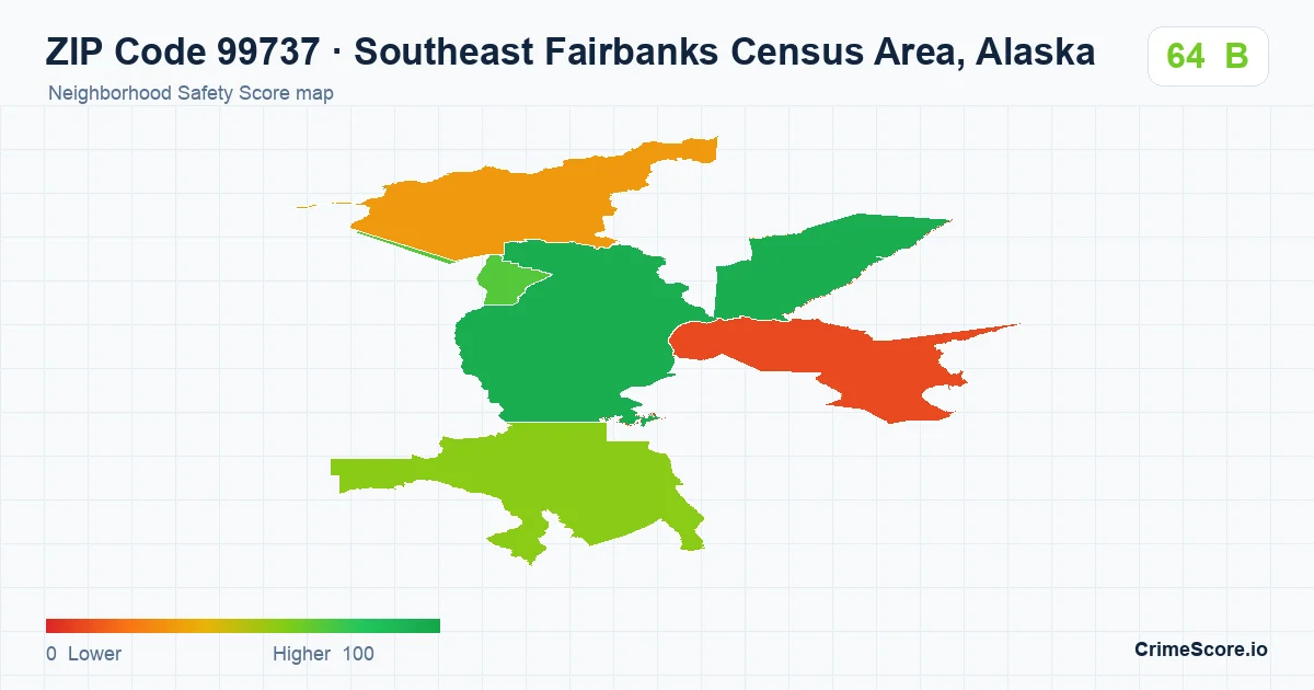 ZIP Code 99737 in Southeast Fairbanks Census Area, Alaska neighborhood Safety Score map