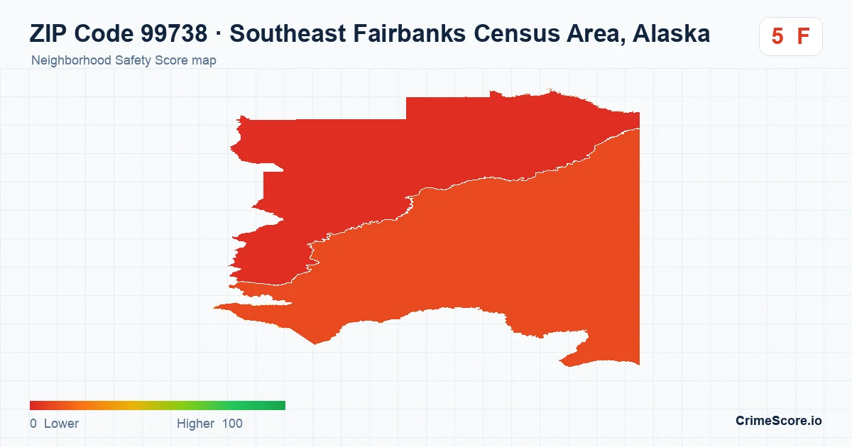ZIP Code 99738 in Southeast Fairbanks Census Area, Alaska neighborhood Safety Score map