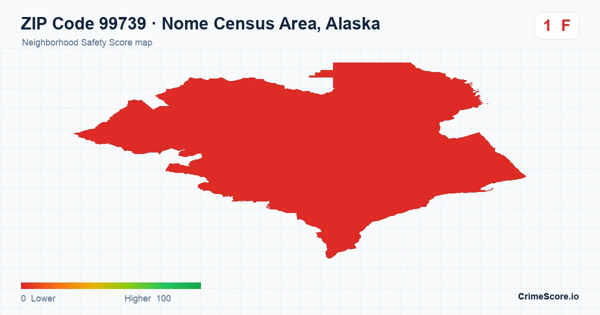 ZIP Code 99739 in Nome Census Area, Alaska neighborhood Safety Score map