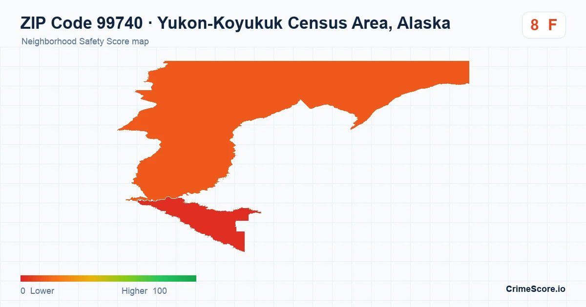 ZIP Code 99740 in Yukon-Koyukuk Census Area, Alaska neighborhood Safety Score map