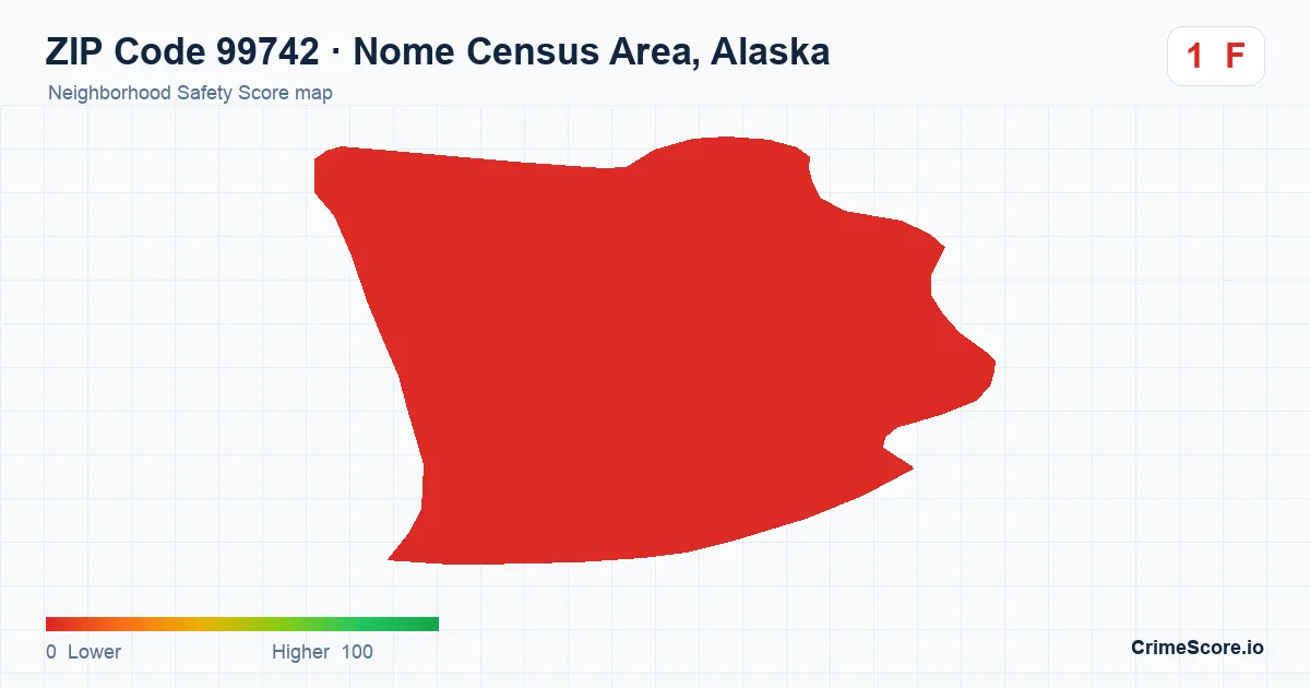 ZIP Code 99742 in Nome Census Area, Alaska neighborhood Safety Score map