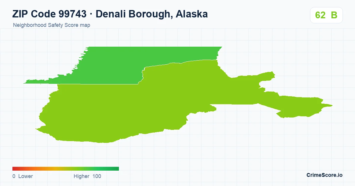 ZIP Code 99743 in Denali Borough, Alaska neighborhood Safety Score map