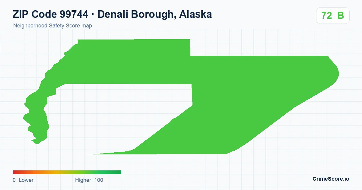 ZIP Code 99744 in Denali Borough, Alaska neighborhood Safety Score map
