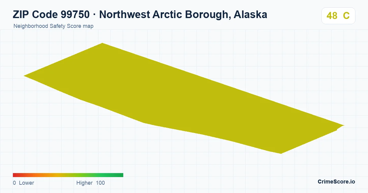 ZIP Code 99750 in Northwest Arctic Borough, Alaska neighborhood Safety Score map