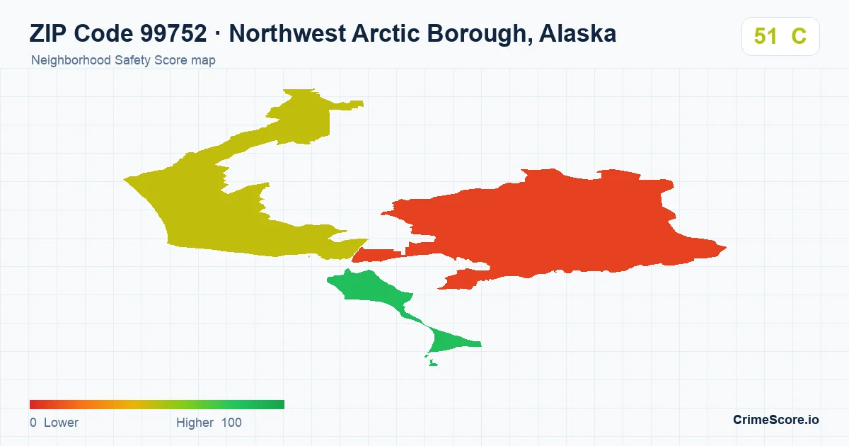 ZIP Code 99752 in Northwest Arctic Borough, Alaska neighborhood Safety Score map