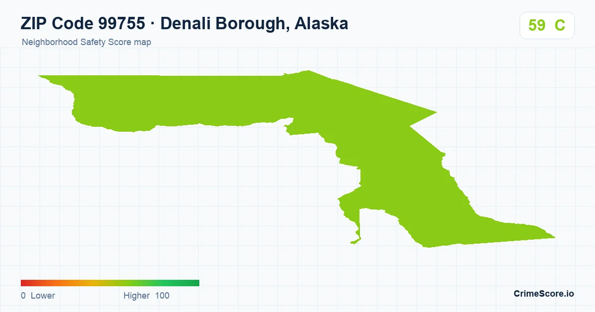 ZIP Code 99755 in Denali Borough, Alaska neighborhood Safety Score map