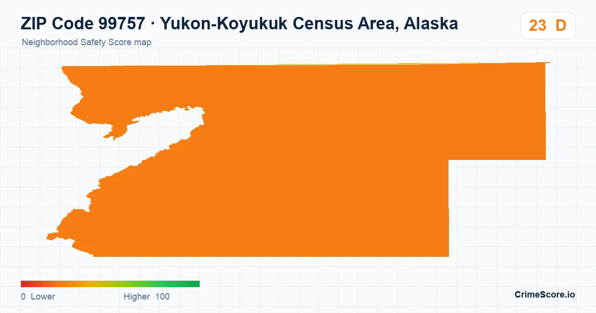 ZIP Code 99757 in Yukon-Koyukuk Census Area, Alaska neighborhood Safety Score map