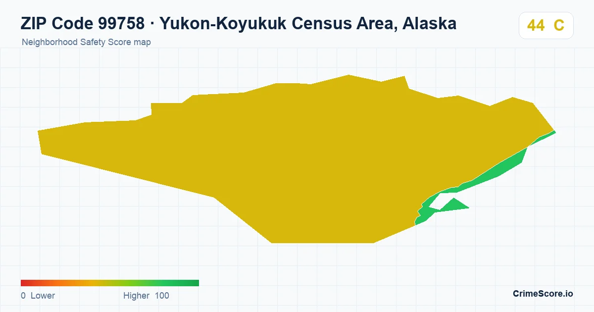 ZIP Code 99758 in Yukon-Koyukuk Census Area, Alaska neighborhood Safety Score map