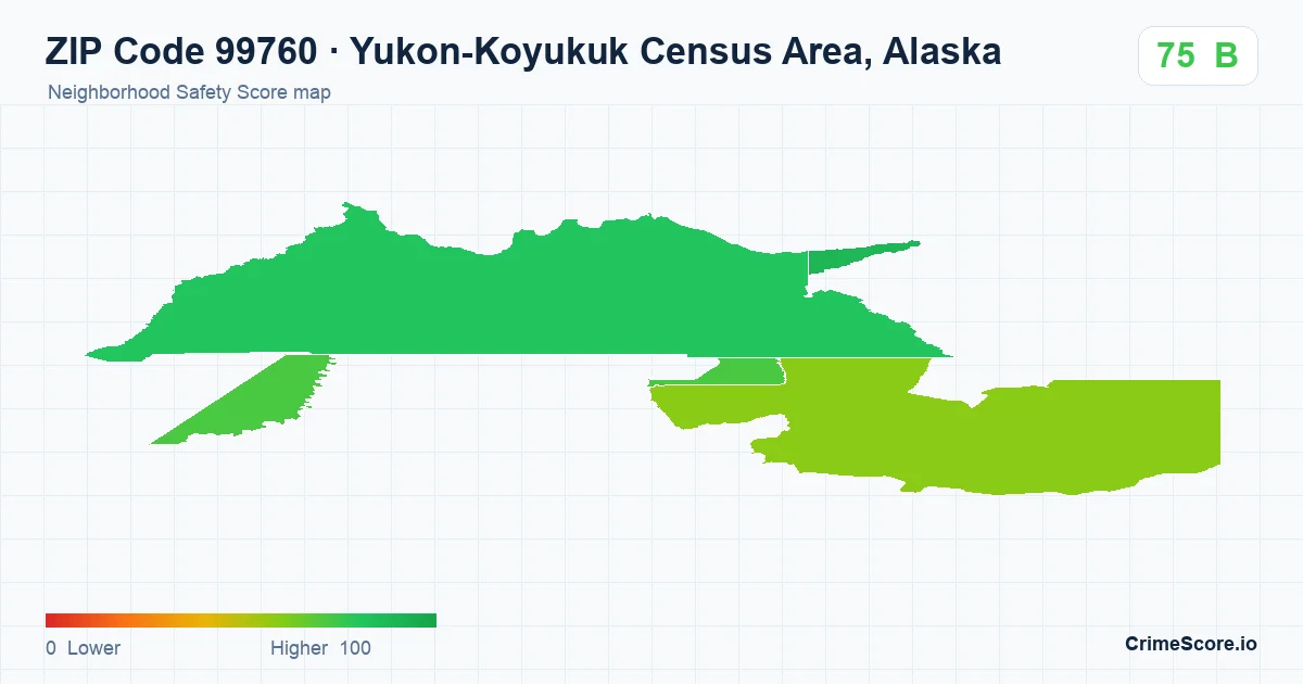 ZIP Code 99760 in Yukon-Koyukuk Census Area, Alaska neighborhood Safety Score map