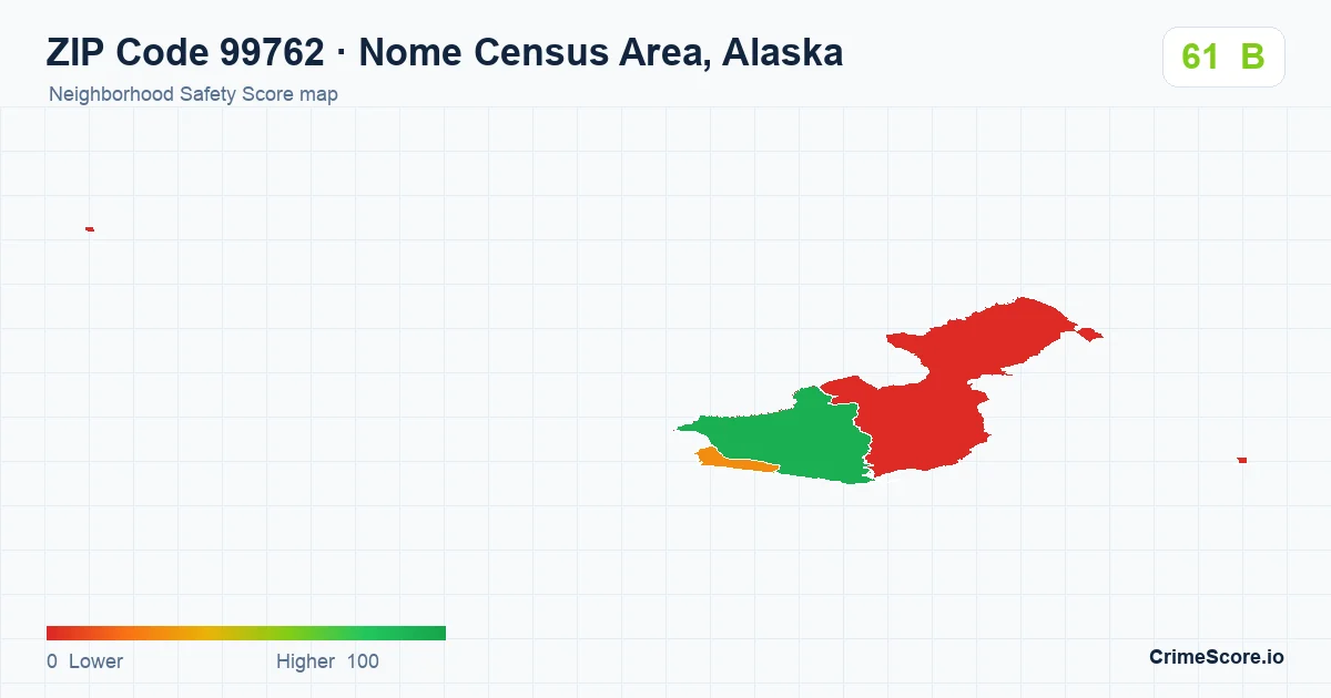 ZIP Code 99762 in Nome Census Area, Alaska neighborhood Safety Score map