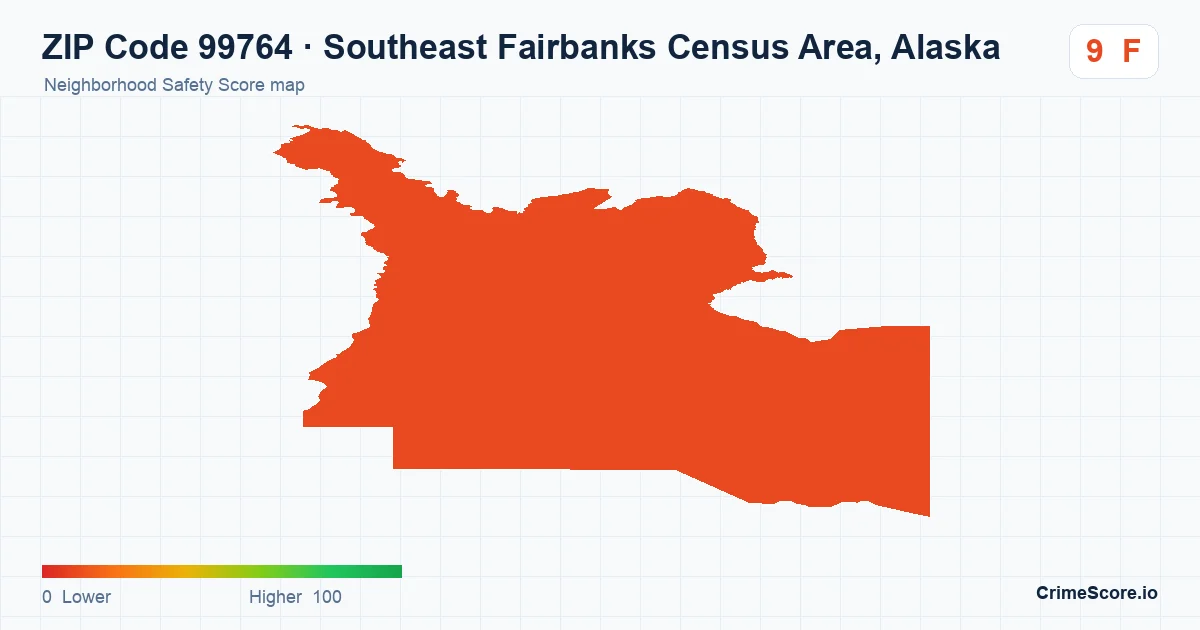 ZIP Code 99764 in Southeast Fairbanks Census Area, Alaska neighborhood Safety Score map