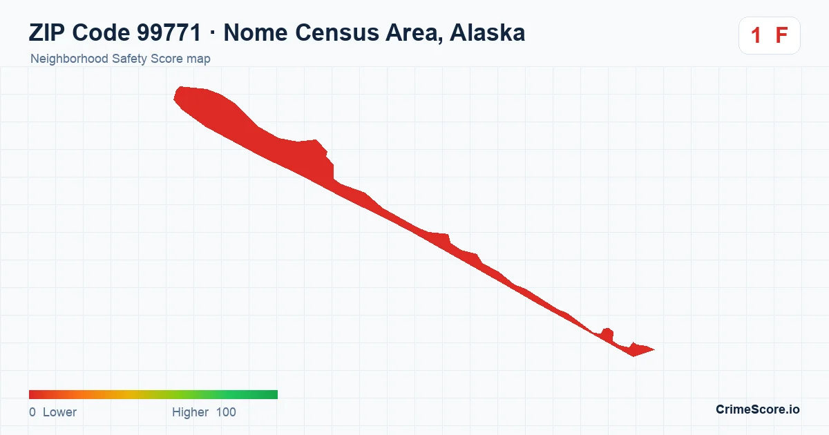 ZIP Code 99771 in Nome Census Area, Alaska neighborhood Safety Score map