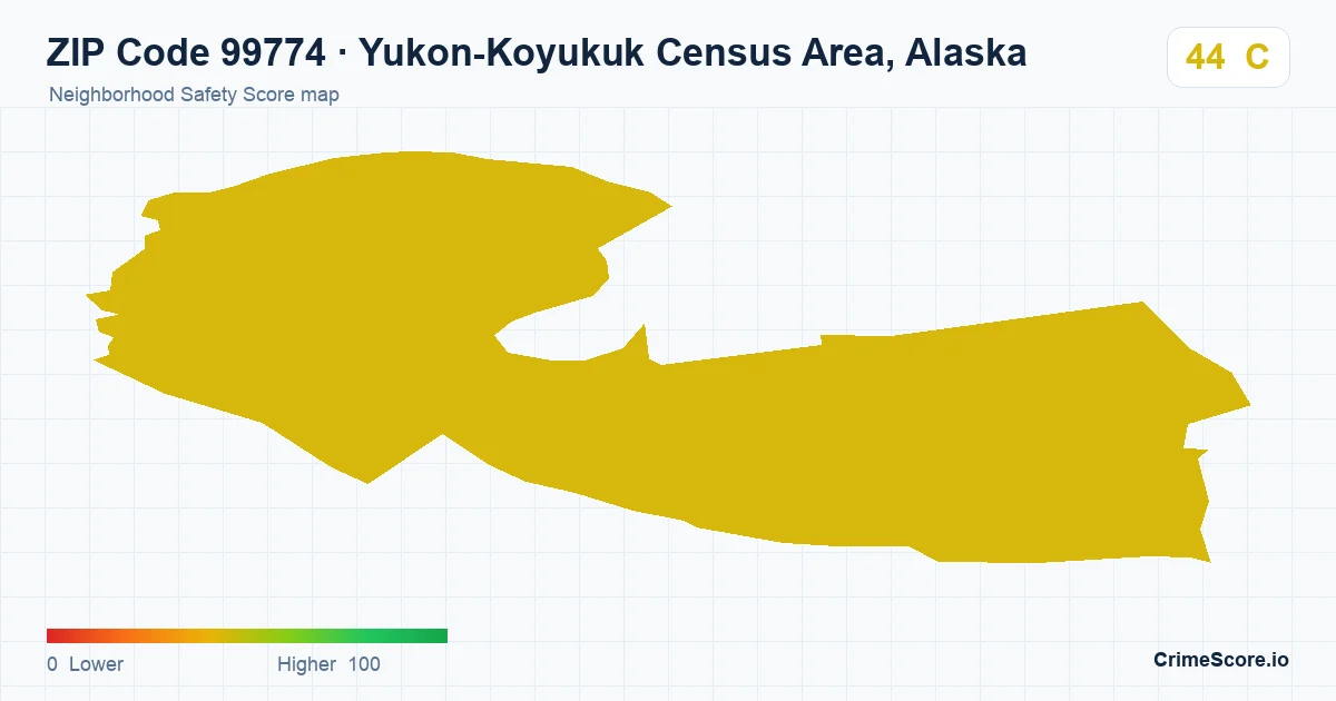 ZIP Code 99774 in Yukon-Koyukuk Census Area, Alaska neighborhood Safety Score map
