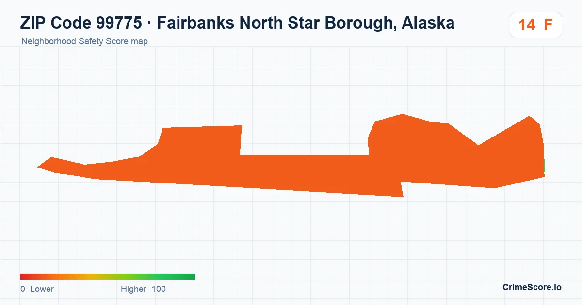 ZIP Code 99775 in Fairbanks North Star Borough, Alaska neighborhood Safety Score map