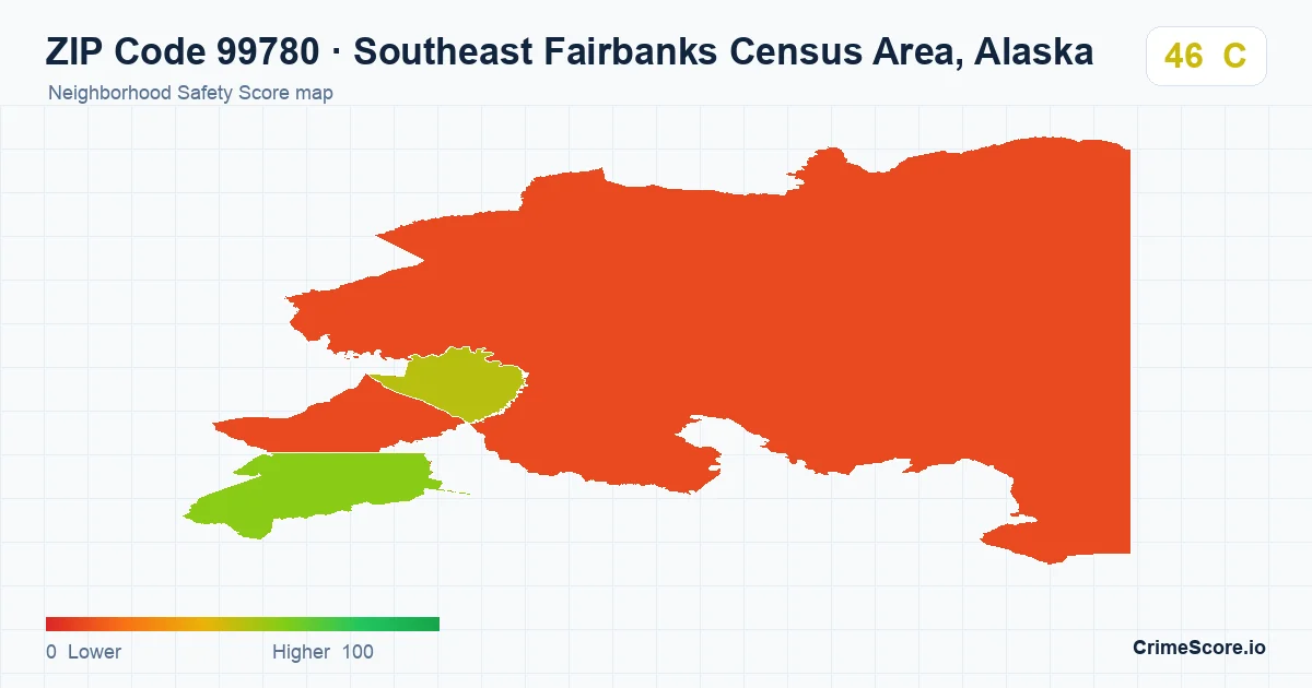 ZIP Code 99780 in Southeast Fairbanks Census Area, Alaska neighborhood Safety Score map