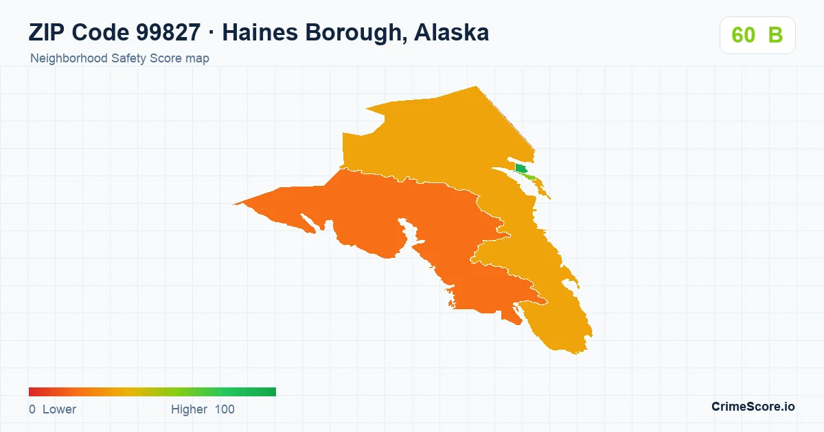 ZIP Code 99827 in Haines Borough, Alaska neighborhood Safety Score map