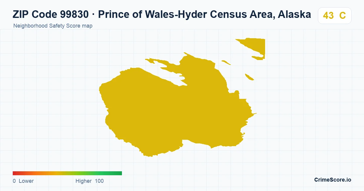 ZIP Code 99830 in Prince of Wales-Hyder Census Area, Alaska neighborhood Safety Score map