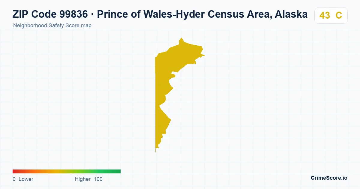 ZIP Code 99836 in Prince of Wales-Hyder Census Area, Alaska neighborhood Safety Score map