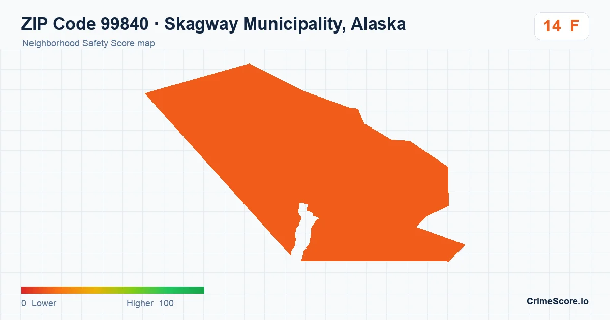 ZIP Code 99840 in Skagway Municipality, Alaska neighborhood Safety Score map