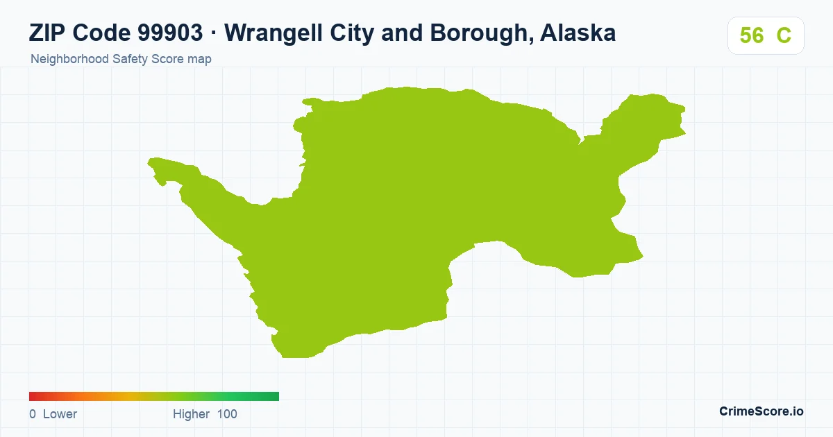 ZIP Code 99903 in Wrangell City and Borough, Alaska neighborhood Safety Score map