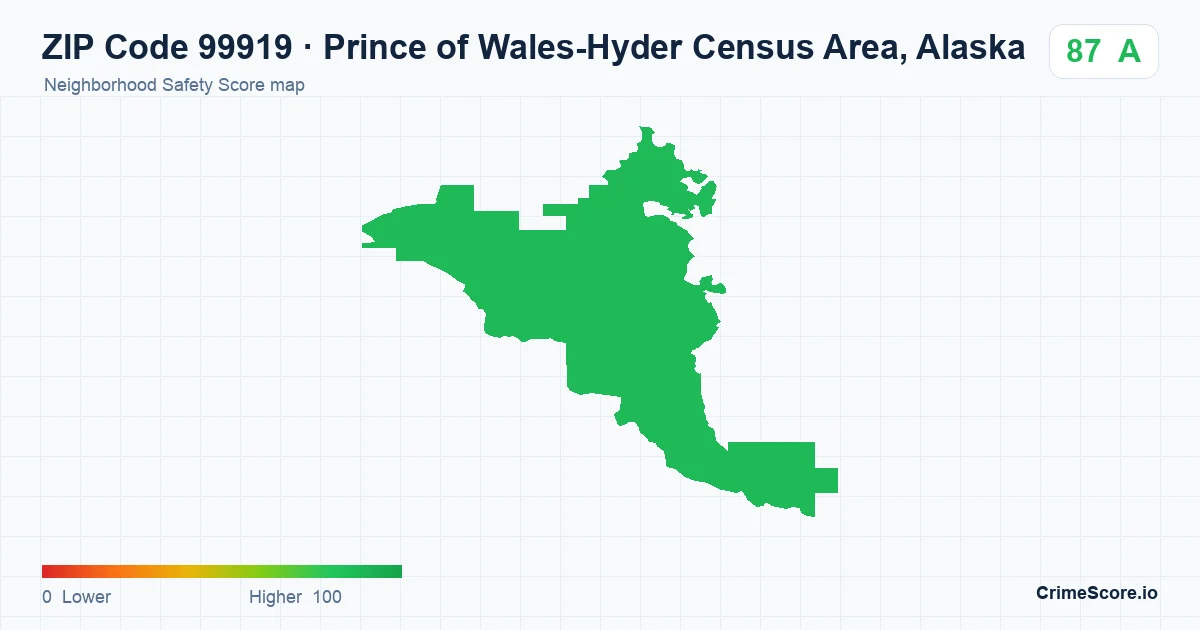 ZIP Code 99919 in Prince of Wales-Hyder Census Area, Alaska neighborhood Safety Score map