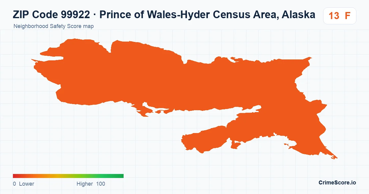 ZIP Code 99922 in Prince of Wales-Hyder Census Area, Alaska neighborhood Safety Score map