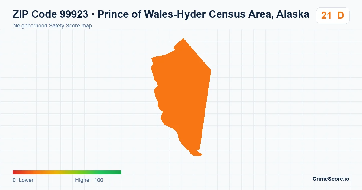 ZIP Code 99923 in Prince of Wales-Hyder Census Area, Alaska neighborhood Safety Score map
