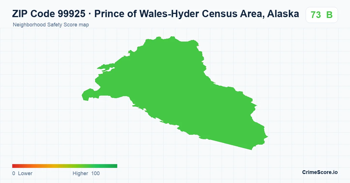 ZIP Code 99925 in Prince of Wales-Hyder Census Area, Alaska neighborhood Safety Score map
