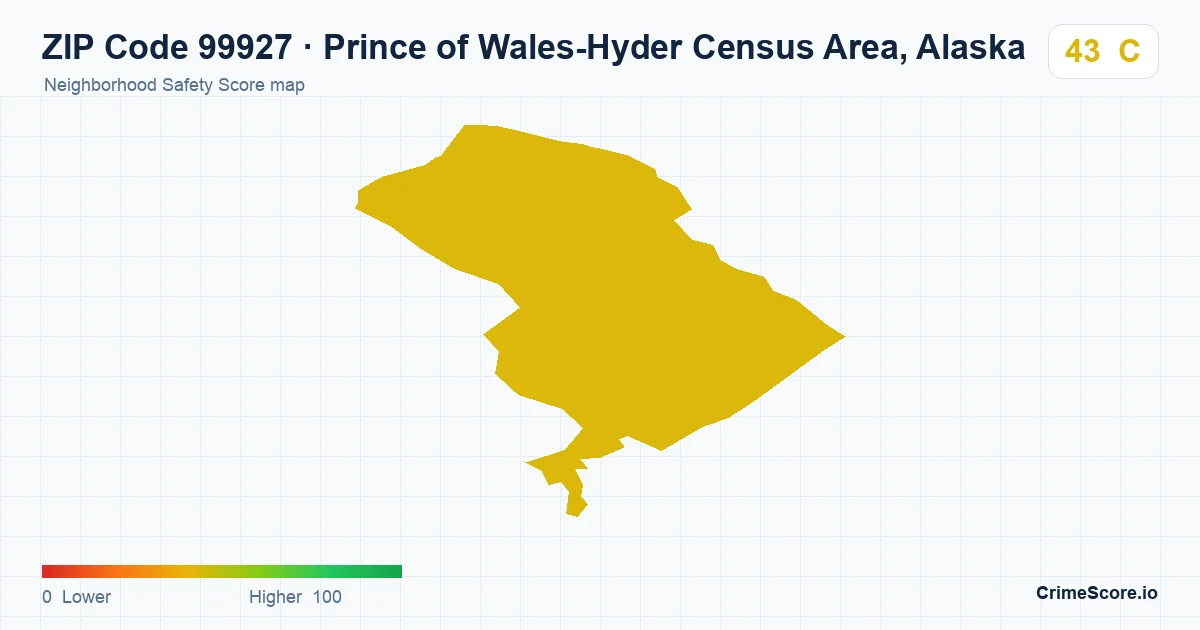 ZIP Code 99927 in Prince of Wales-Hyder Census Area, Alaska neighborhood Safety Score map